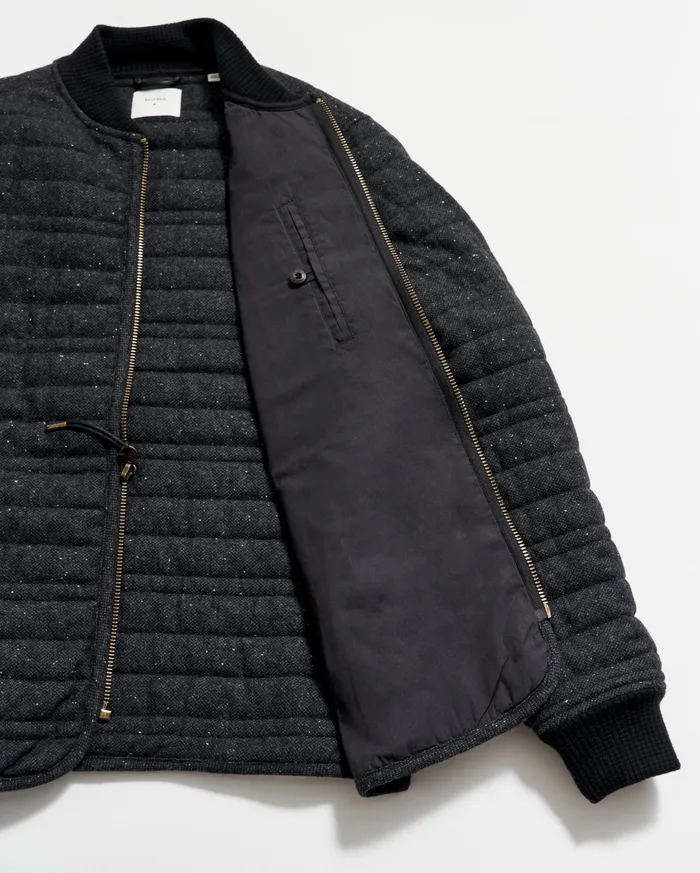 Men Jackets and Outerwear Billy Reid Collegiate Bomber Black Tweed