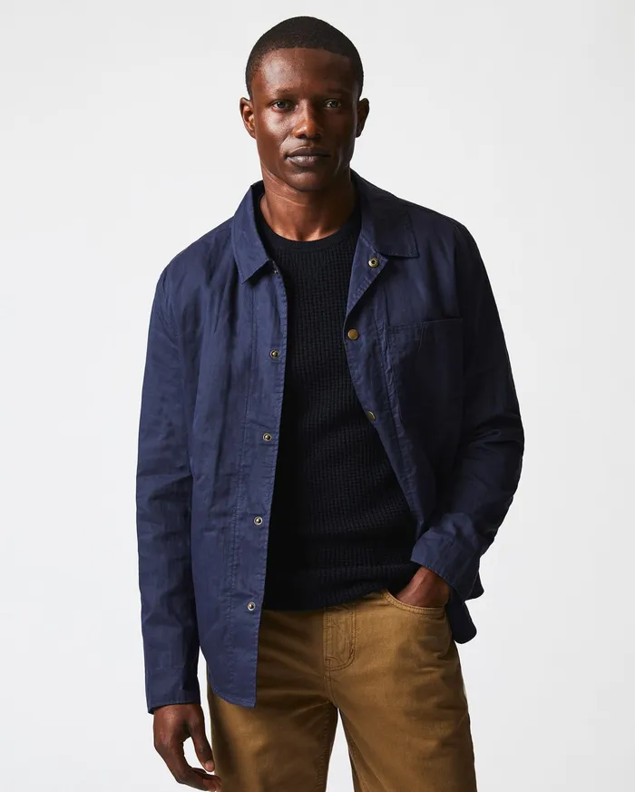 Men Jackets and Outerwear Billy Reid Leroy Shirt Jacket Carbon Blue