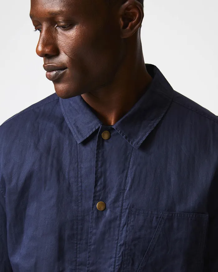 Men Jackets and Outerwear Billy Reid Leroy Shirt Jacket Carbon Blue