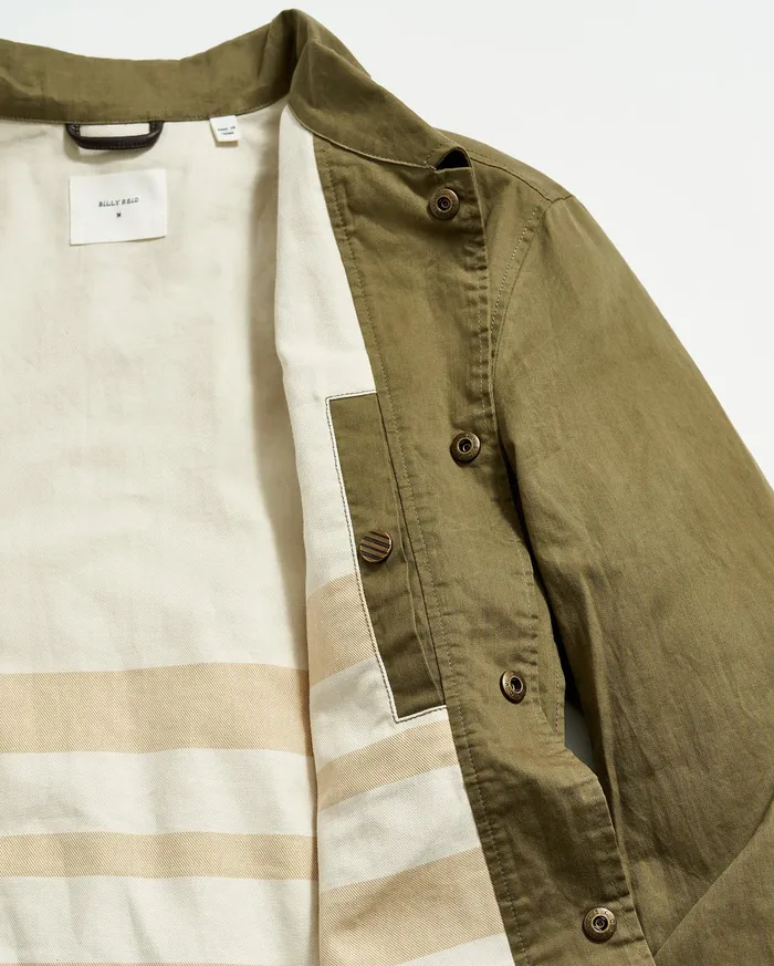 Men Jackets and Outerwear Billy Reid Leroy Shirt Jacket Moss Green