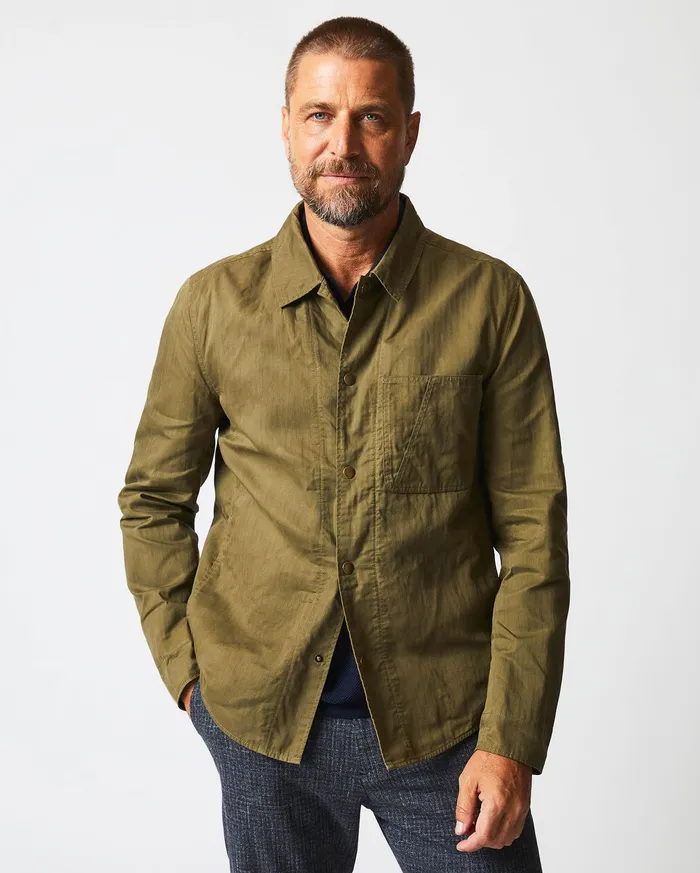 Men Jackets and Outerwear Billy Reid Leroy Shirt Jacket Moss Green
