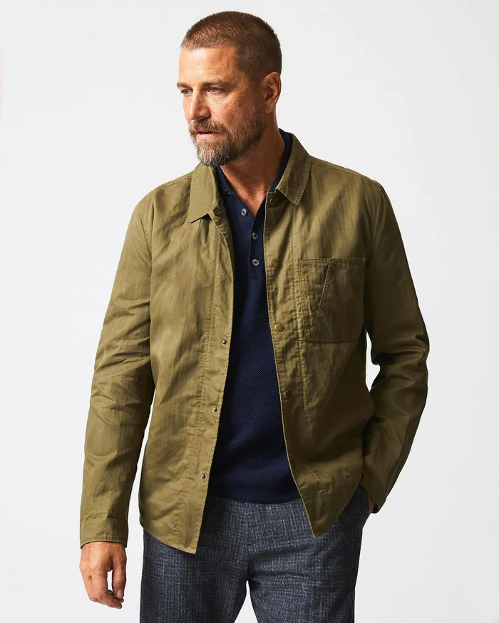 Men Jackets and Outerwear Billy Reid Leroy Shirt Jacket Moss Green