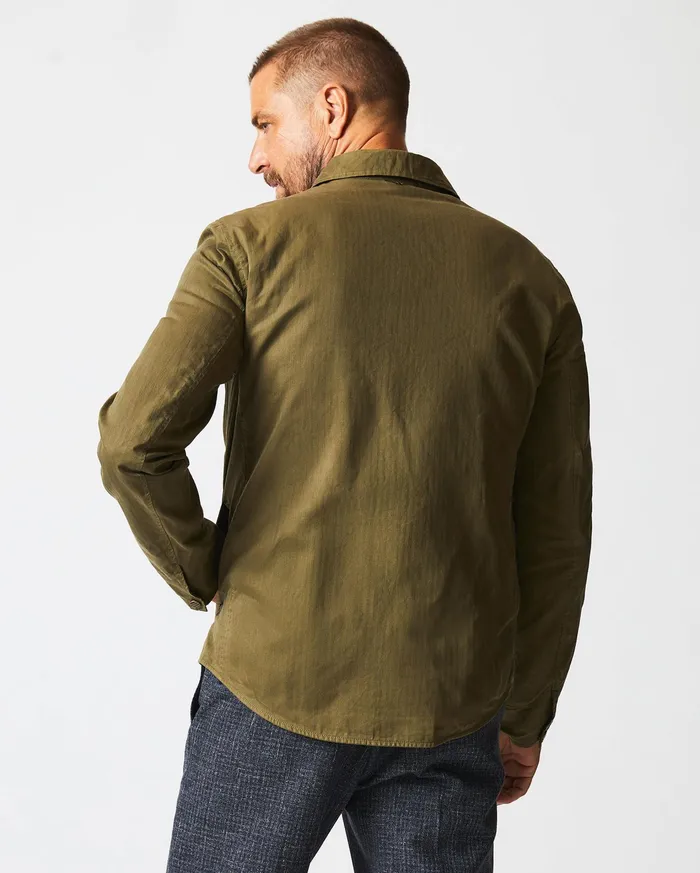 Men Jackets and Outerwear Billy Reid Leroy Shirt Jacket Moss Green
