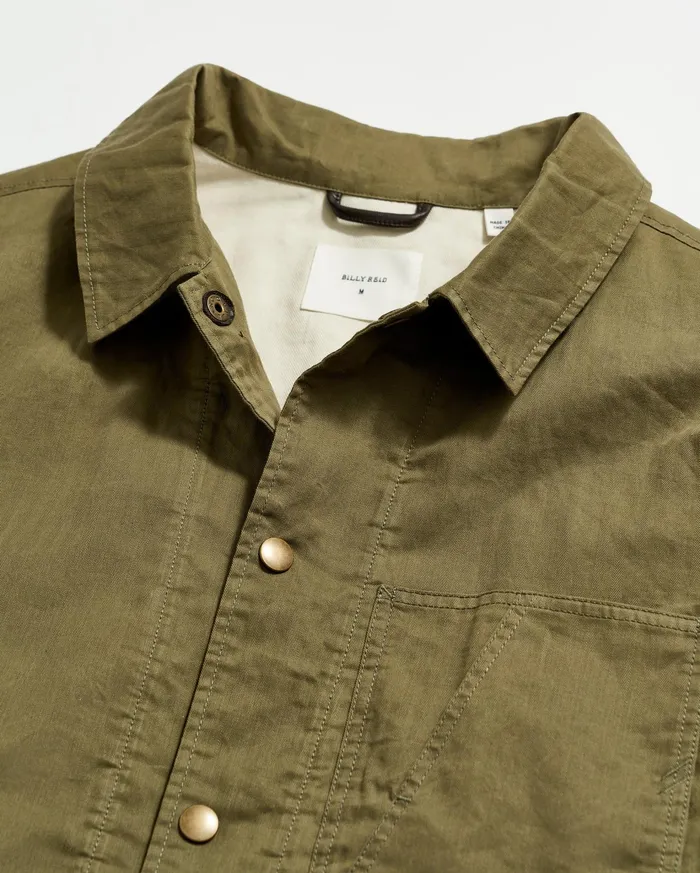 Men Jackets and Outerwear Billy Reid Leroy Shirt Jacket Moss Green