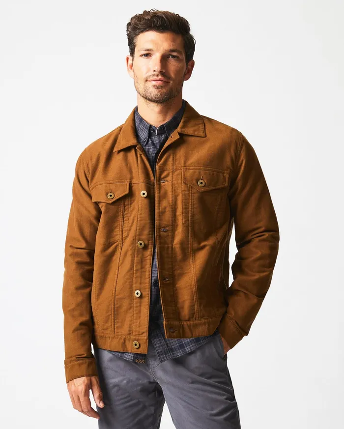 Men Jackets and Outerwear Billy Reid Moleskin Tupelo Trucker Jacket Tobacco