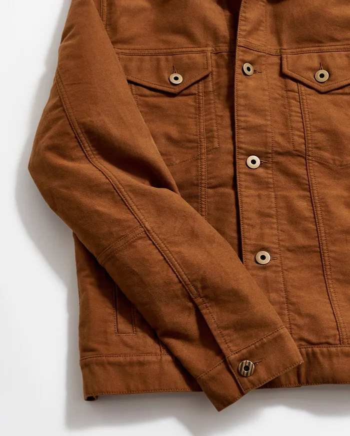 Men Jackets and Outerwear Billy Reid Moleskin Tupelo Trucker Jacket Tobacco