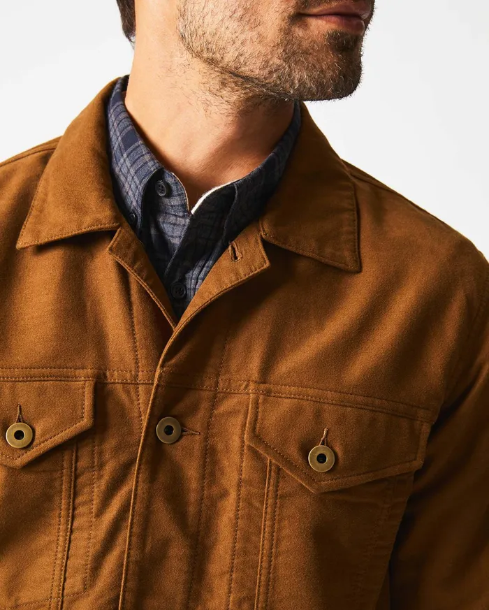 Men Jackets and Outerwear Billy Reid Moleskin Tupelo Trucker Jacket Tobacco