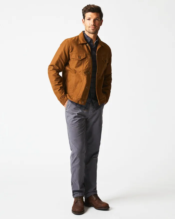 Men Jackets and Outerwear Billy Reid Moleskin Tupelo Trucker Jacket Tobacco