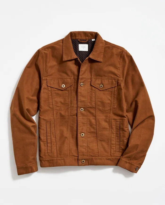 Men Jackets and Outerwear Billy Reid Moleskin Tupelo Trucker Jacket Tobacco