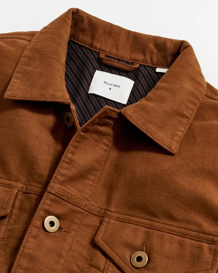 Men Jackets and Outerwear Billy Reid Moleskin Tupelo Trucker Jacket Tobacco
