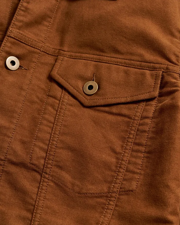 Men Jackets and Outerwear Billy Reid Moleskin Tupelo Trucker Jacket Tobacco