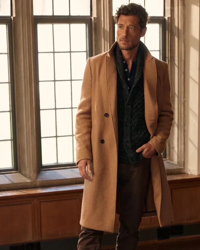 Men Jackets and Outerwear Billy Reid Officers Coat Camel