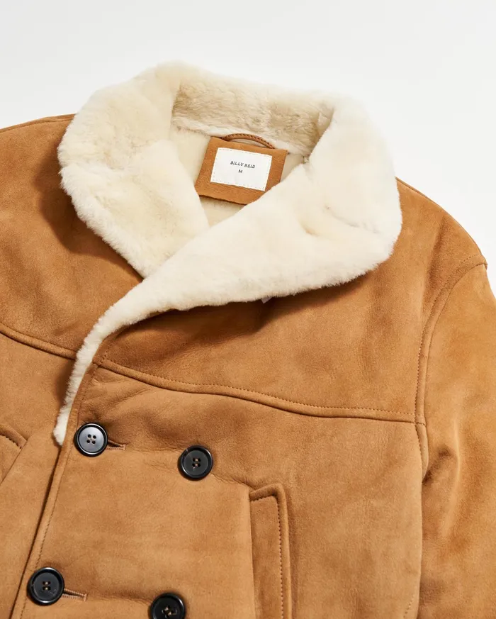 Men Jackets and Outerwear Billy Reid Shearling Bond Peacoat Honey