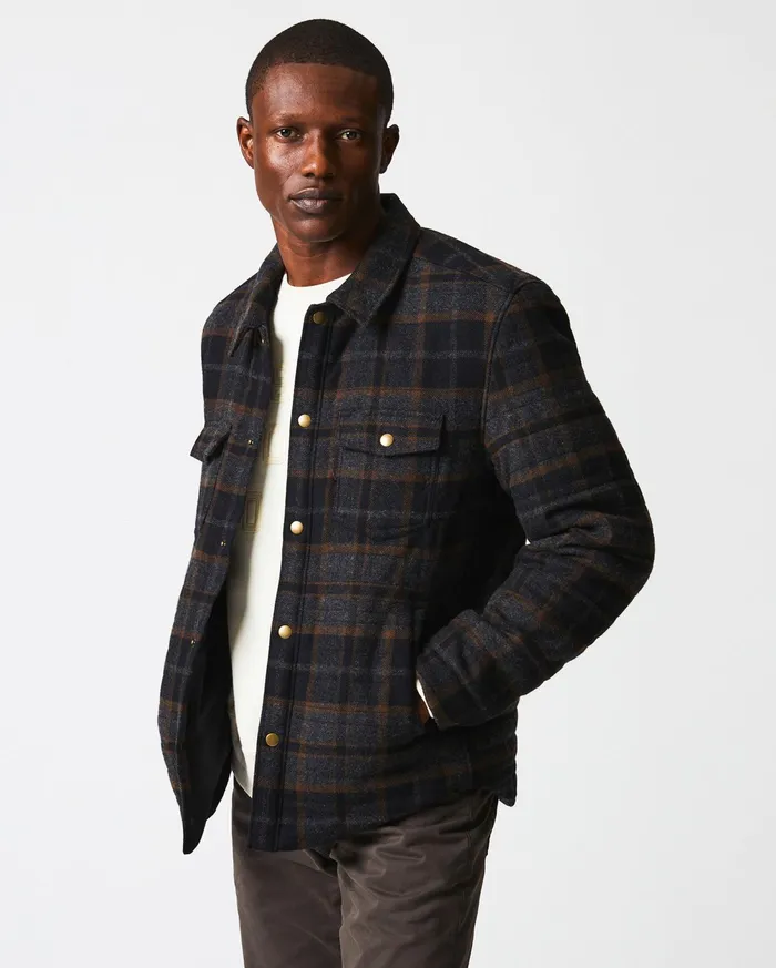 Men Jackets and Outerwear Billy Reid Theo Shirt Jacket Blackcharcoal
