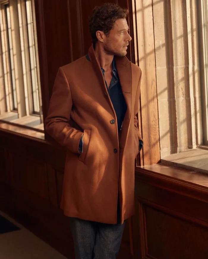 Men Jackets and Outerwear Billy Reid Walking Car Coat Rust