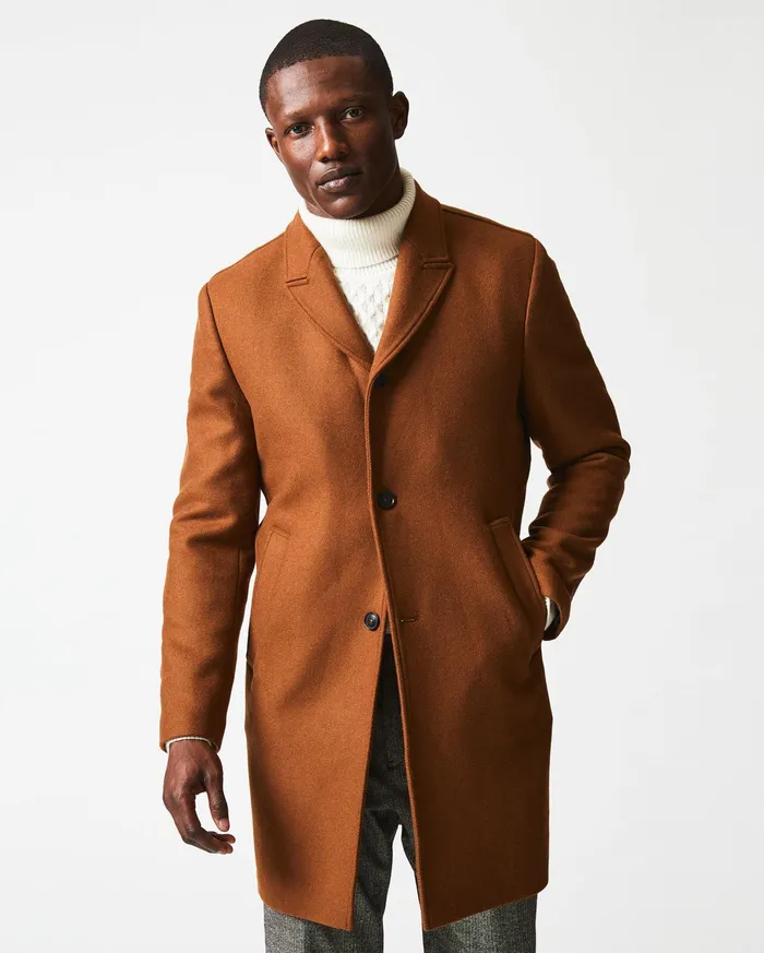 Men Jackets and Outerwear Billy Reid Walking Car Coat Rust