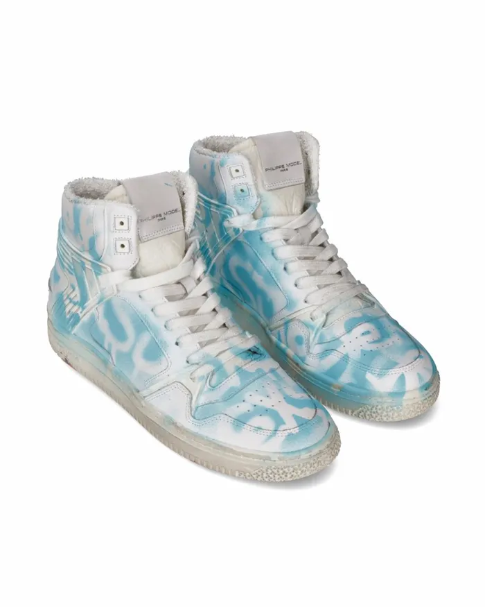 Men La Grande Sneakers White Light Blue Shoes Philippe Model Paris Street