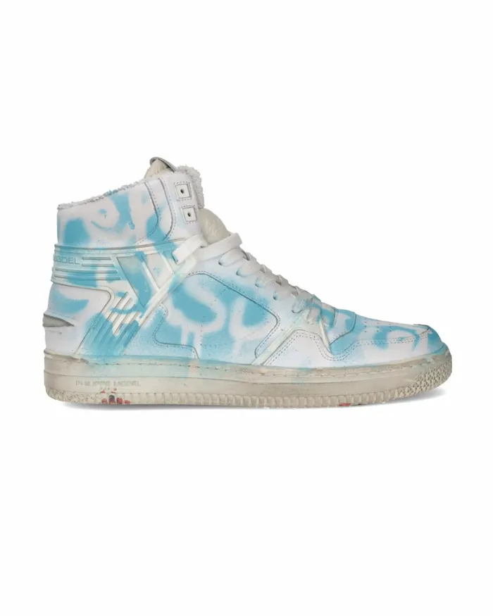 Men La Grande Sneakers White Light Blue Shoes Philippe Model Paris Street