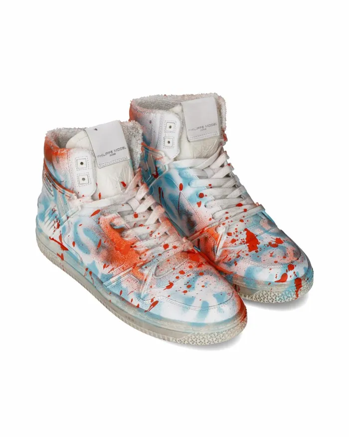 Men La Grande Sneakers White Orange Red Shoes Philippe Model Paris Street