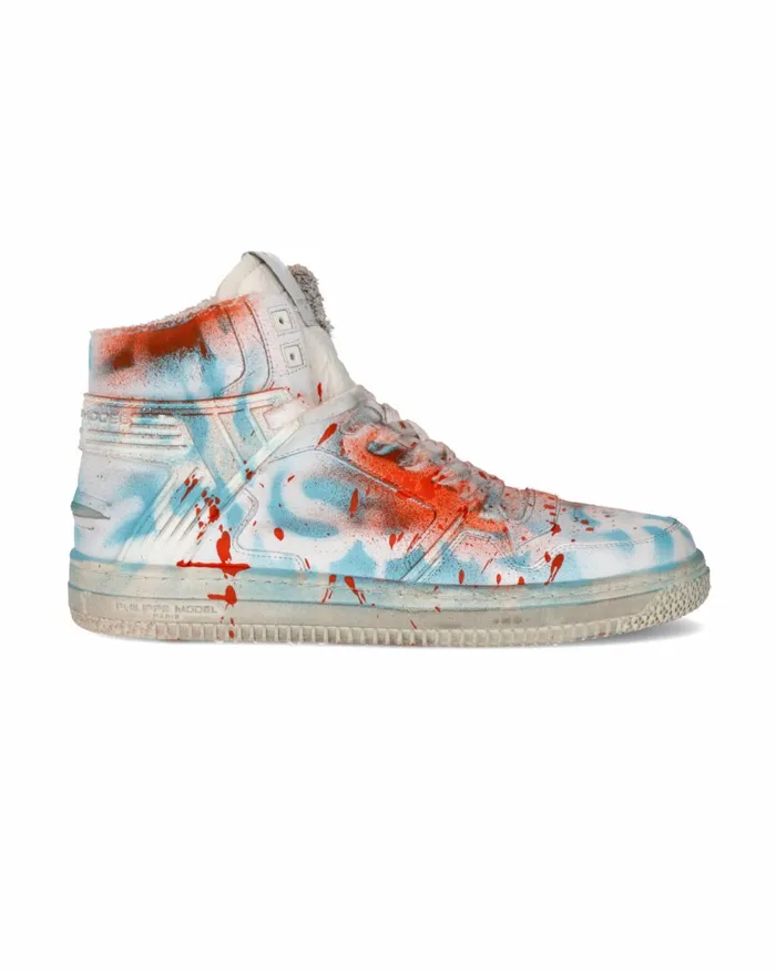 Men La Grande Sneakers White Orange Red Shoes Philippe Model Paris Street
