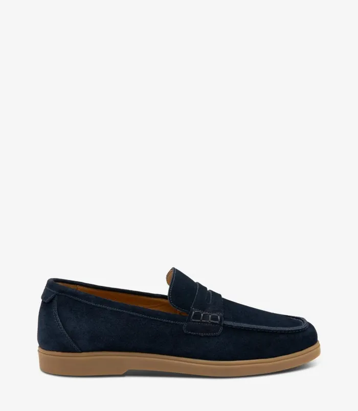 Men Lucca Navy Suede Loake Loafers