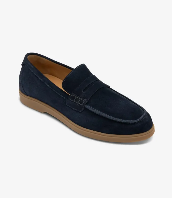 Men Lucca Navy Suede Loake Loafers Men Lucca Navy Suede Loake Loafers