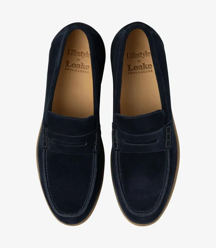 Men Lucca Navy Suede Loake Loafers Men Lucca Navy Suede Loake Loafers