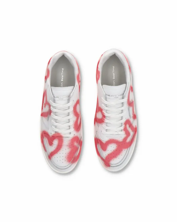 Men Nice Sneakers White Pink Shoes Philippe Model Paris Low