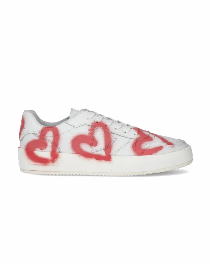 Men Nice Sneakers White Pink Shoes Philippe Model Paris Low
