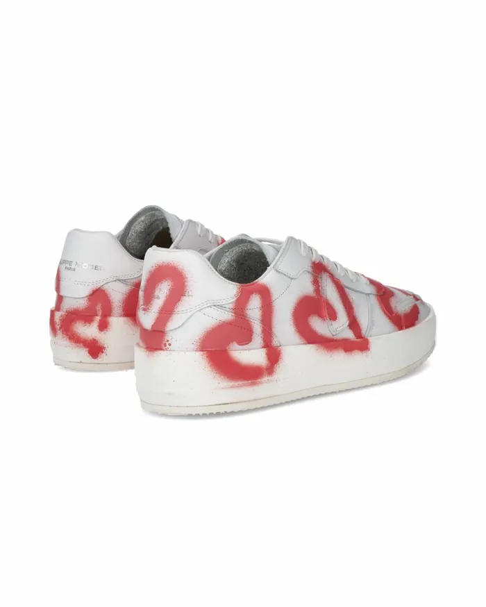 Men Nice Sneakers White Pink Shoes Philippe Model Paris Low
