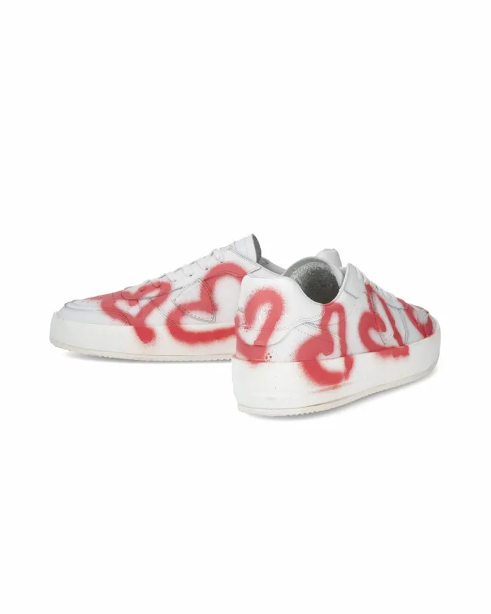 Men Nice Sneakers White Pink Shoes Philippe Model Paris Low