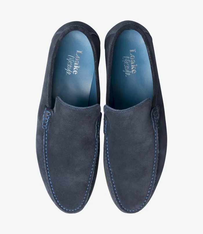 Men Nicholson Navy Suede Loake Loafers Men Nicholson Navy Suede Loake Loafers
