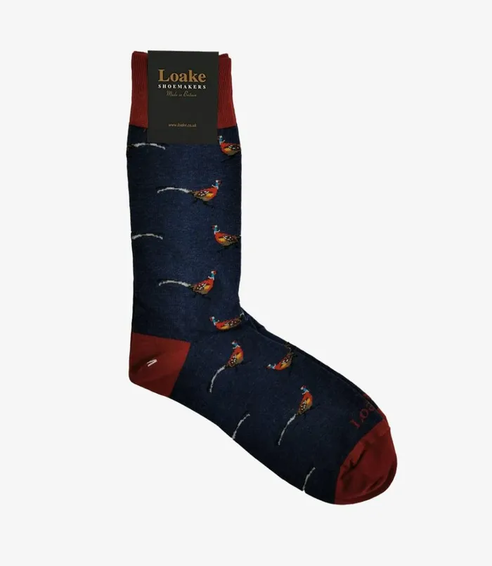 Men Pheasant Socks Navy Loake Socks