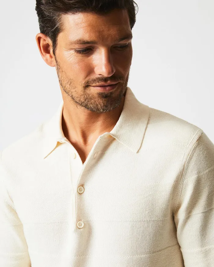 Men Polos Tees and Henleys Billy Reid American Rugby Sweater Polo Tinted White