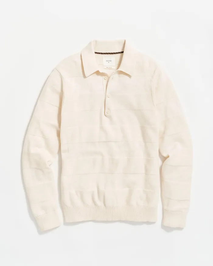 Men Polos Tees and Henleys Billy Reid American Rugby Sweater Polo Tinted White