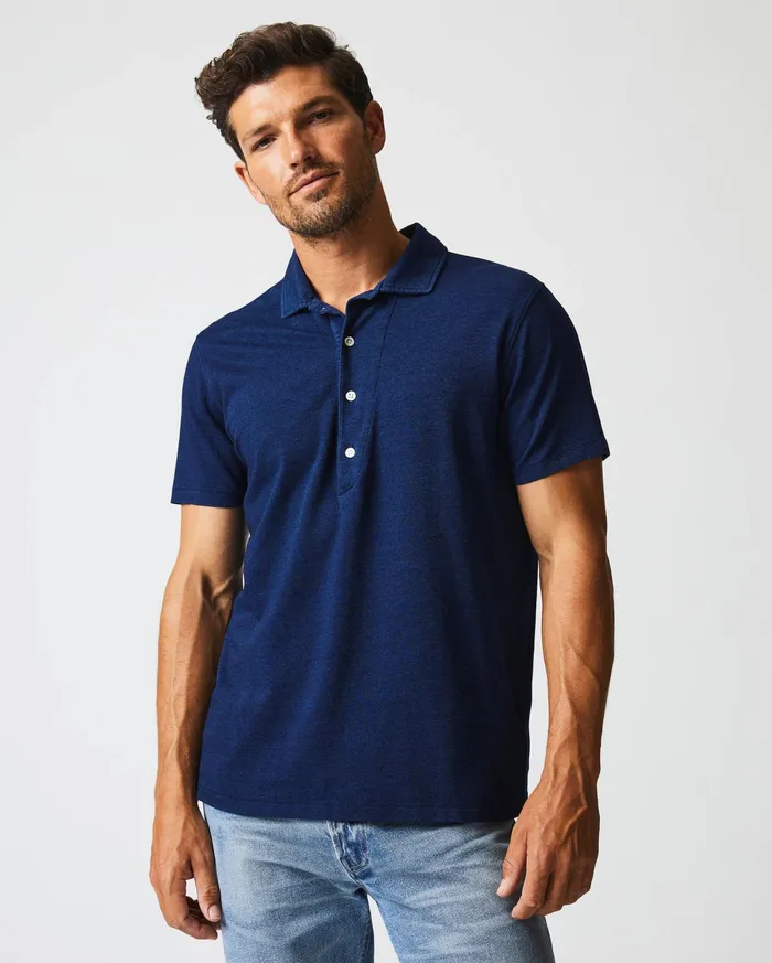 Men Polos Tees and Henleys Billy Reid Indigo Polo Dark Indigo