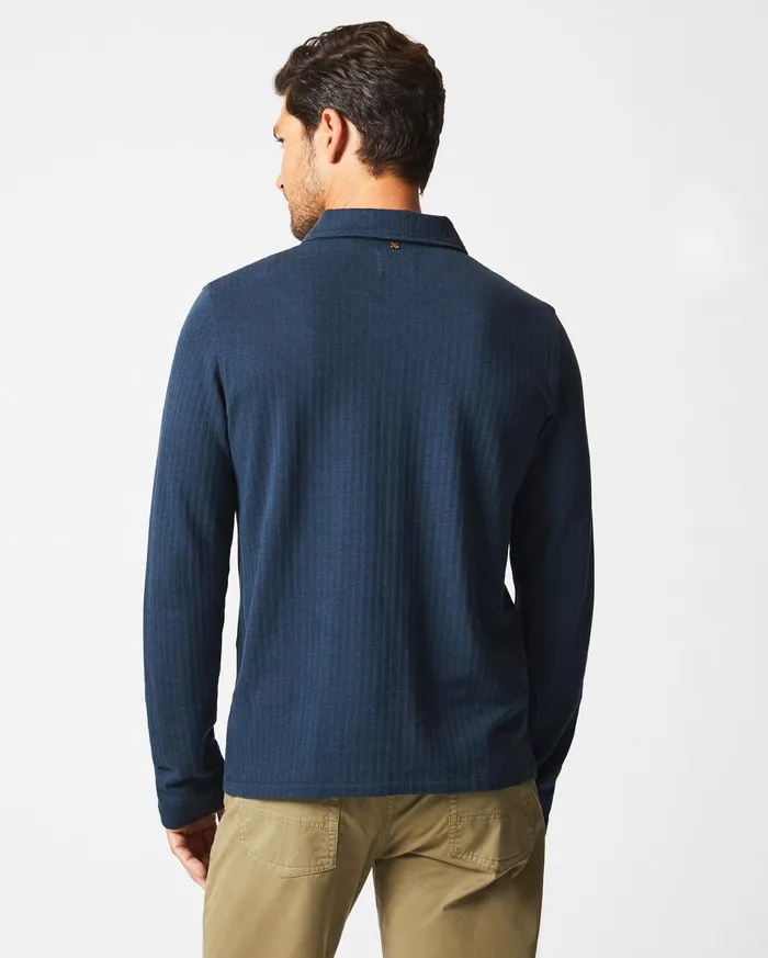 Men Polos Tees and Henleys Billy Reid LS Herringbone Polo Navy