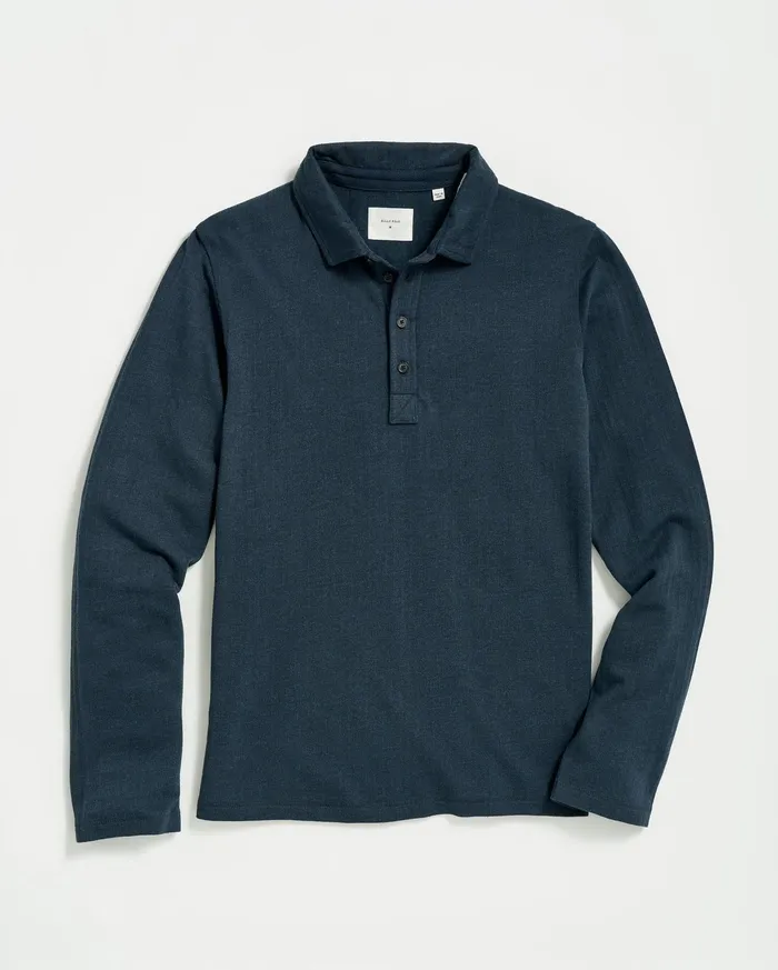 Men Polos Tees and Henleys Billy Reid LS Herringbone Polo Navy