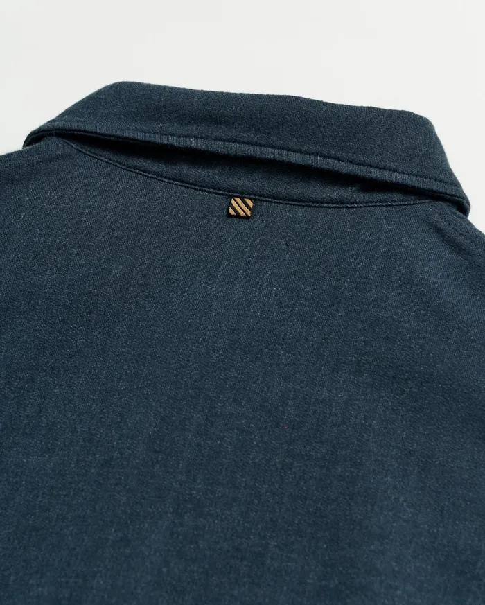 Men Polos Tees and Henleys Billy Reid LS Herringbone Polo Navy