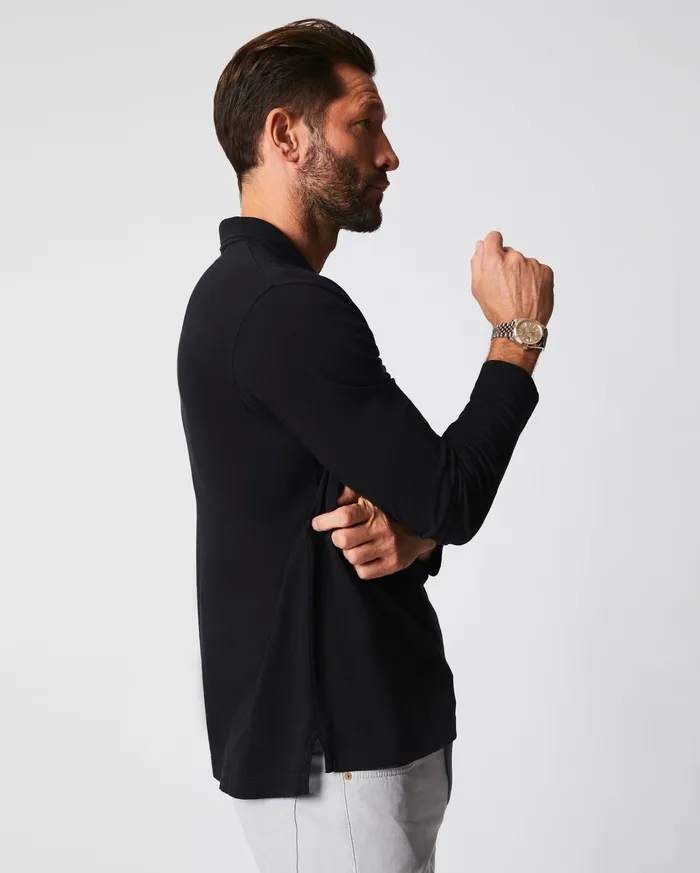 Men Polos Tees and Henleys Billy Reid Long Sleeve Pensacola Polo Black