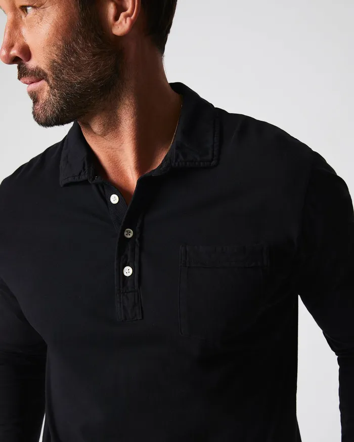 Men Polos Tees and Henleys Billy Reid Long Sleeve Pensacola Polo Black