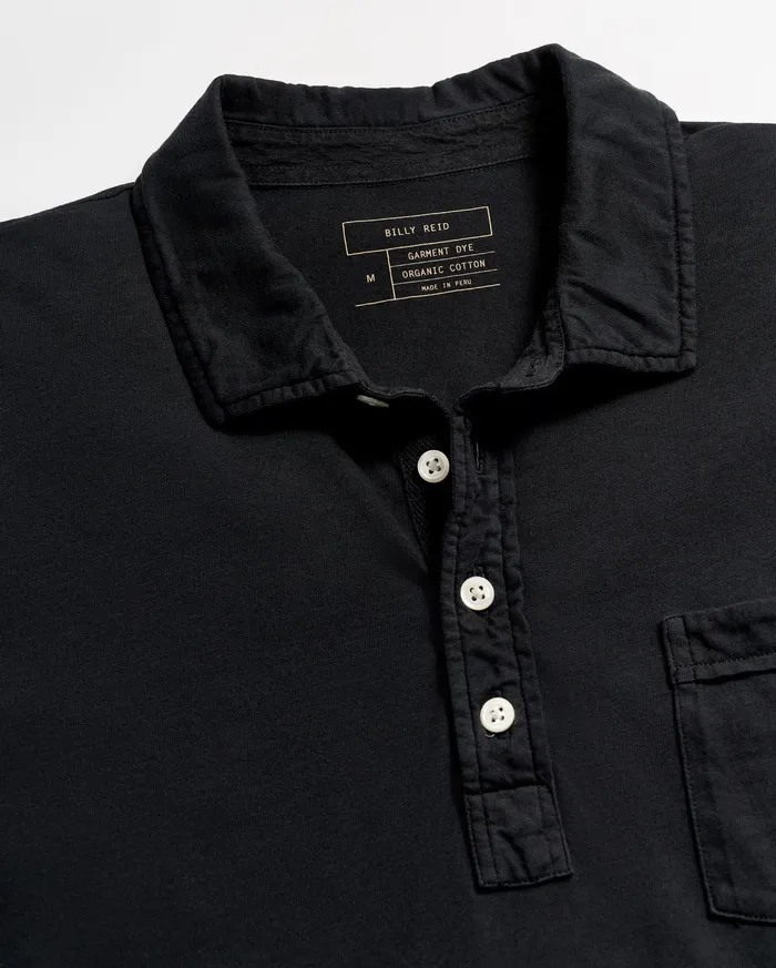Men Polos Tees and Henleys Billy Reid Long Sleeve Pensacola Polo Black
