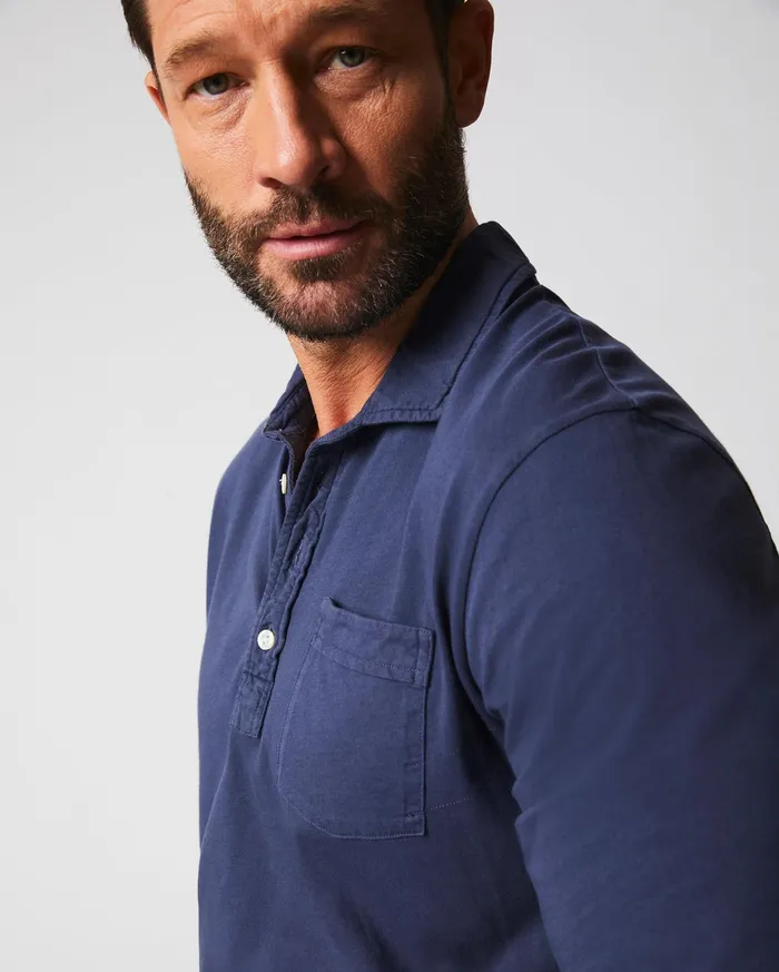 Men Polos Tees and Henleys Billy Reid Long Sleeve Pensacola Polo Navy
