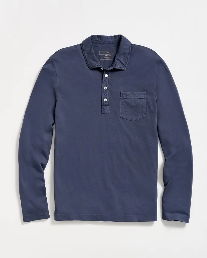 Men Polos Tees and Henleys Billy Reid Long Sleeve Pensacola Polo Navy