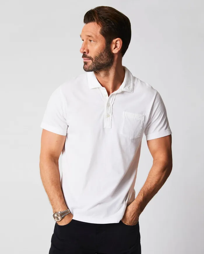 Men Polos Tees and Henleys Billy Reid Pensacola Polo White