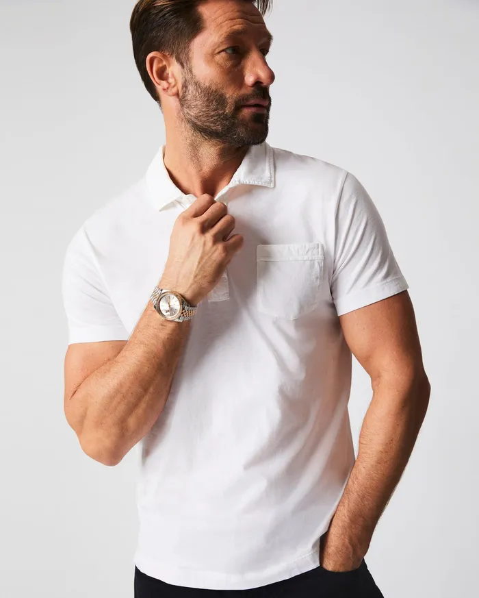 Men Polos Tees and Henleys Billy Reid Pensacola Polo White
