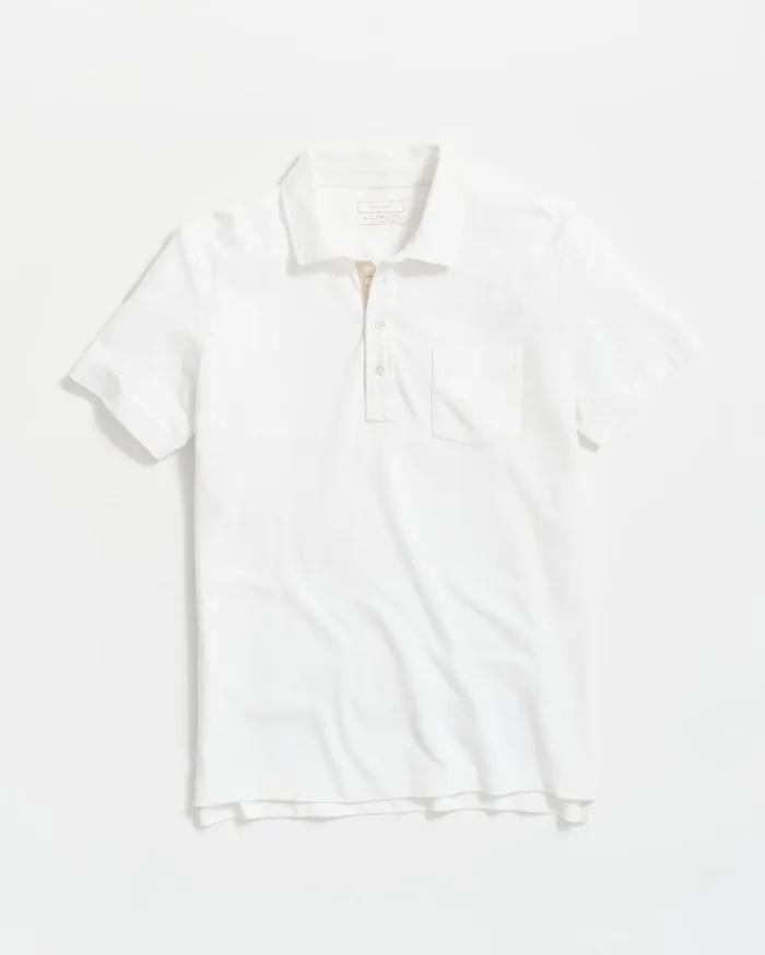 Men Polos Tees and Henleys Billy Reid Pique Pensacola Polo White