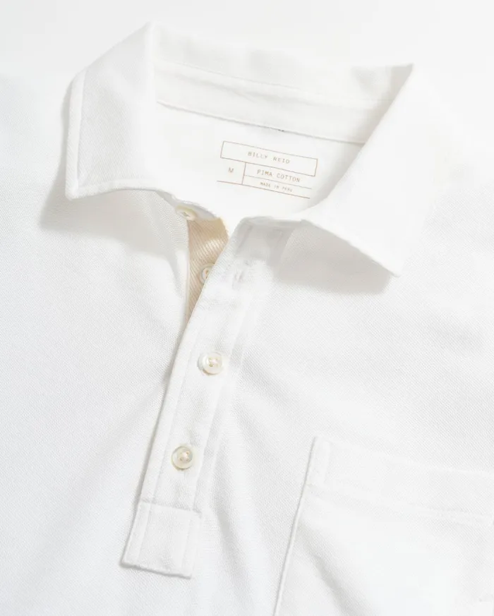 Men Polos Tees and Henleys Billy Reid Pique Pensacola Polo White