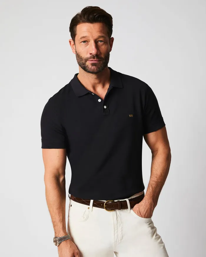 Men Polos Tees and Henleys Billy Reid Pique Polo Black
