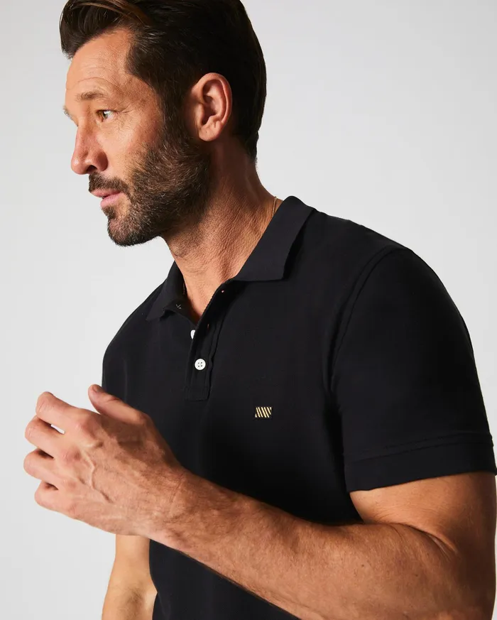 Men Polos Tees and Henleys Billy Reid Pique Polo Black